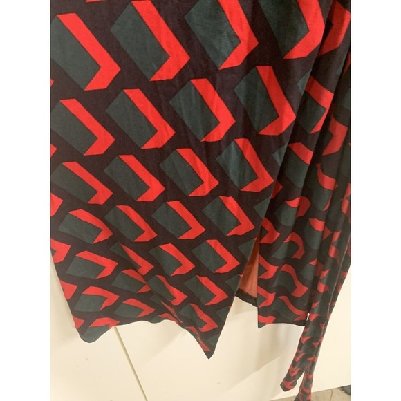 Diane Von Furstenberg Vintage Womens Silk Geometric‎ Wrap Dress Red Black 00 - Picture 6 of 14